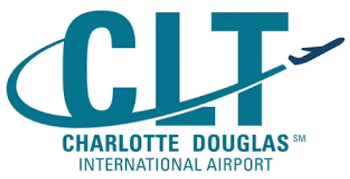 CLT Charlotte Douglas International Airport logo with airplane graphic