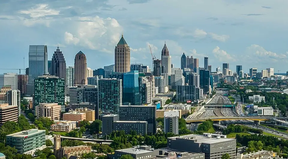 Atlanta city skyline for city-to-city travel from Charlotte with VOY Black Car service