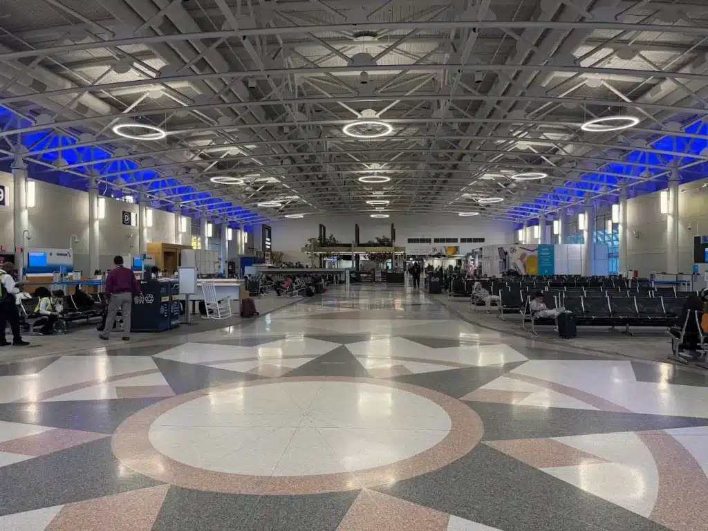 Charlotte Douglas airport terminal interior for airport car service with VOY Black Car