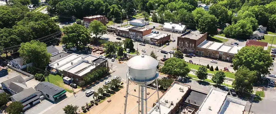 Aerial view of Waxhaw NC town for black car service