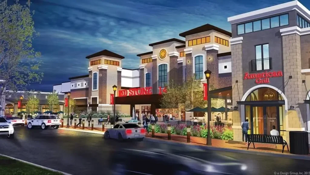 Indian Land black car service near Charlotte NC – shopping and entertainment district at night