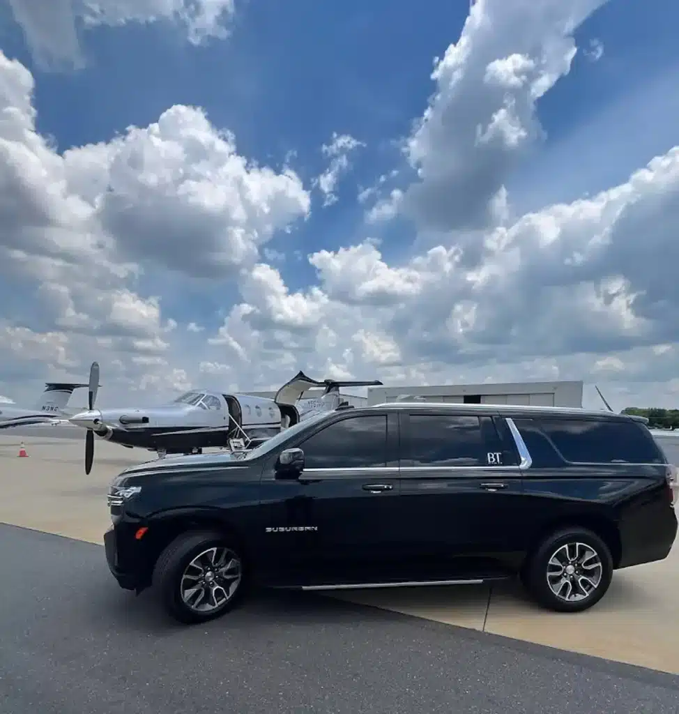 Executive car service in Charlotte NC – luxury SUV with private jet for airport transportation